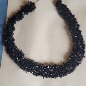 NIB, black onyx lace cluster necklace